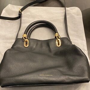 Vince Camuto Black Shoulder Bag with Gold Accents